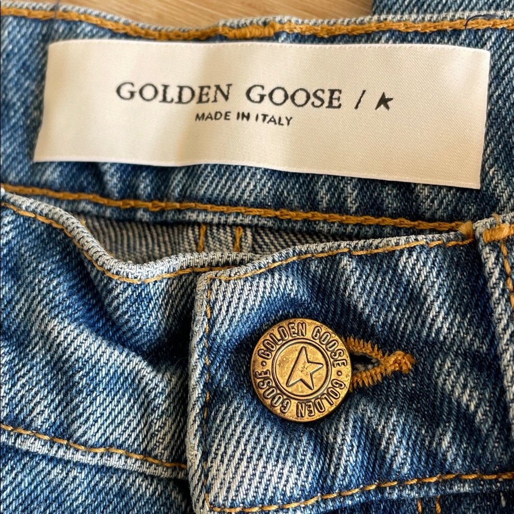 Golden Goose Blue Straight Leg Jeans with Star Embellishments. Made in Italy - Picture 8 of 16